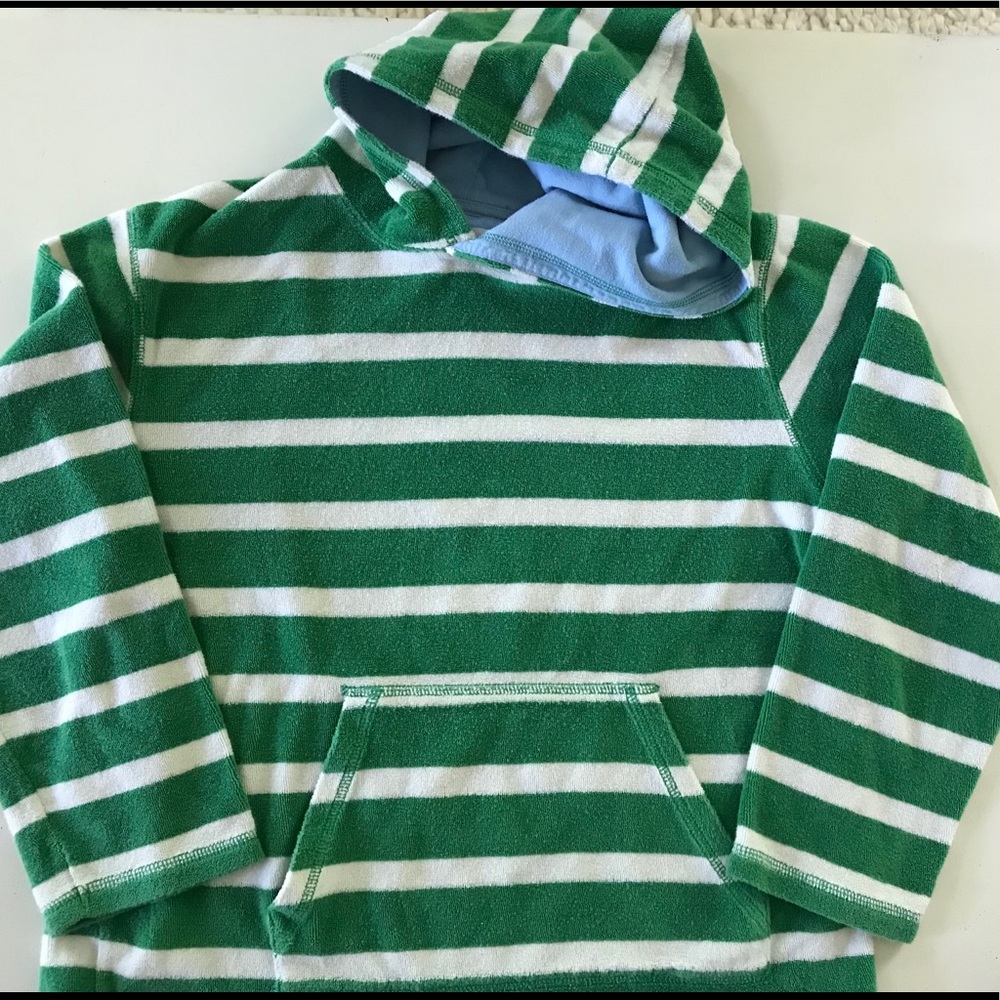 Mini Boden green & white hooded pull-over  10-12Y